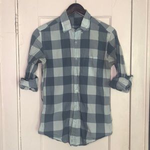 JCrew Teal Gingham Lightweight Long Sleeve Button Down Shirt
